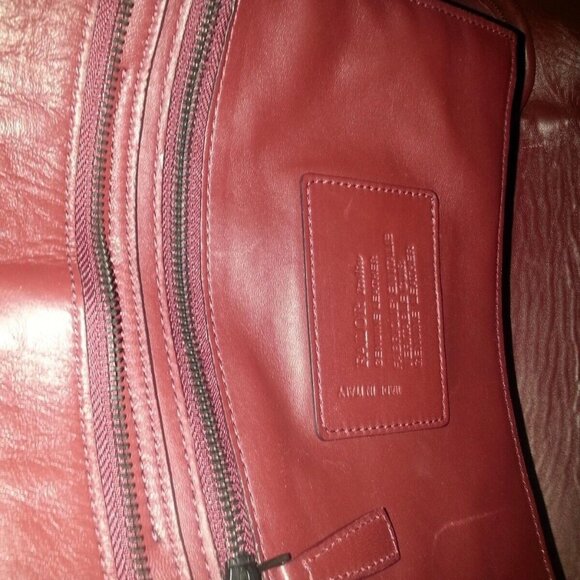 Large FALOR-FALORNI Shearling Tote-Genuine Leather With Lamb Fur. Burgundy. NWT - Picture 7 of 8